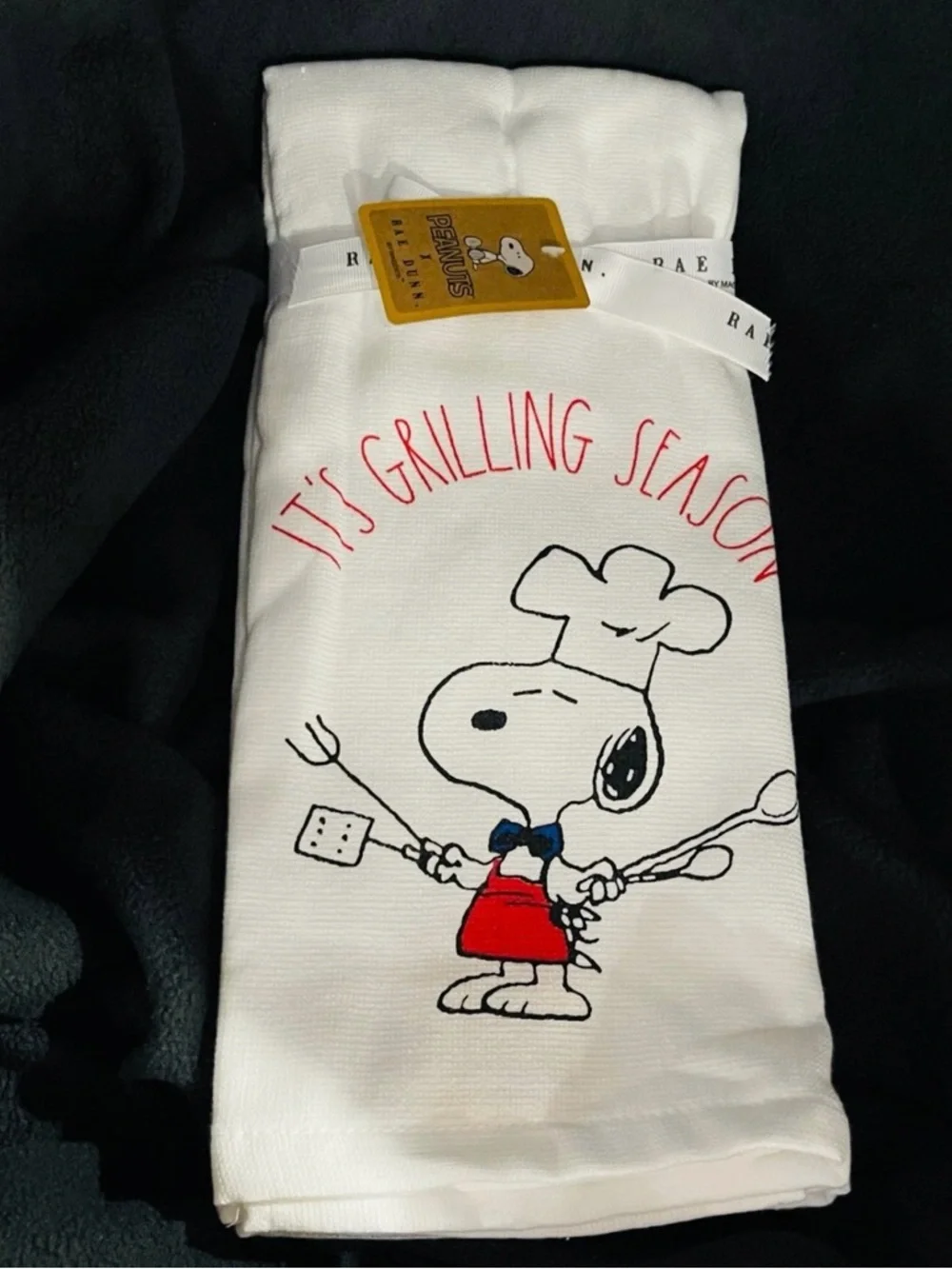Rae Dunn Peanuts Snoopy Kitchen Towels IT'S GRILLING SEASON